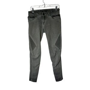 Maje Gray Distressed Skinny Biker Jeans With Zipper Details Size 28